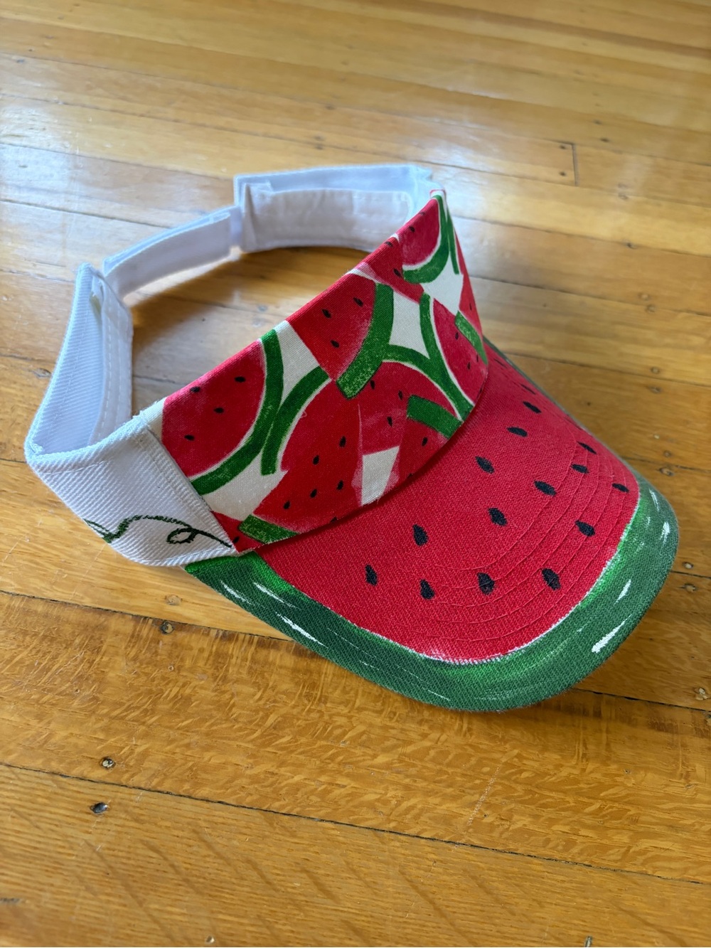 Hand painted 80s watermelon golf sun visor hat handmade unique kawaii vintage